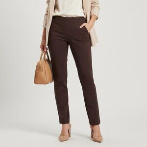 NWT Max Studio Womens Slim Trouser Pants in Chocolate Brown Neutral Officewear